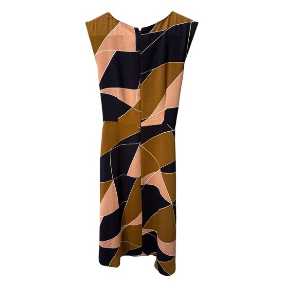 Ann Taylor Modern Geo Tie Waist Midi Navy/Pink Dress Size 2, Pre-Owned EUC - Picture 5 of 8